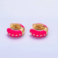 14K Gold Filled Hot Pink, Baby Pink, Black, White, Green Enamel Dotted Cartilage Huggie Earrings | T108 - T111 T188