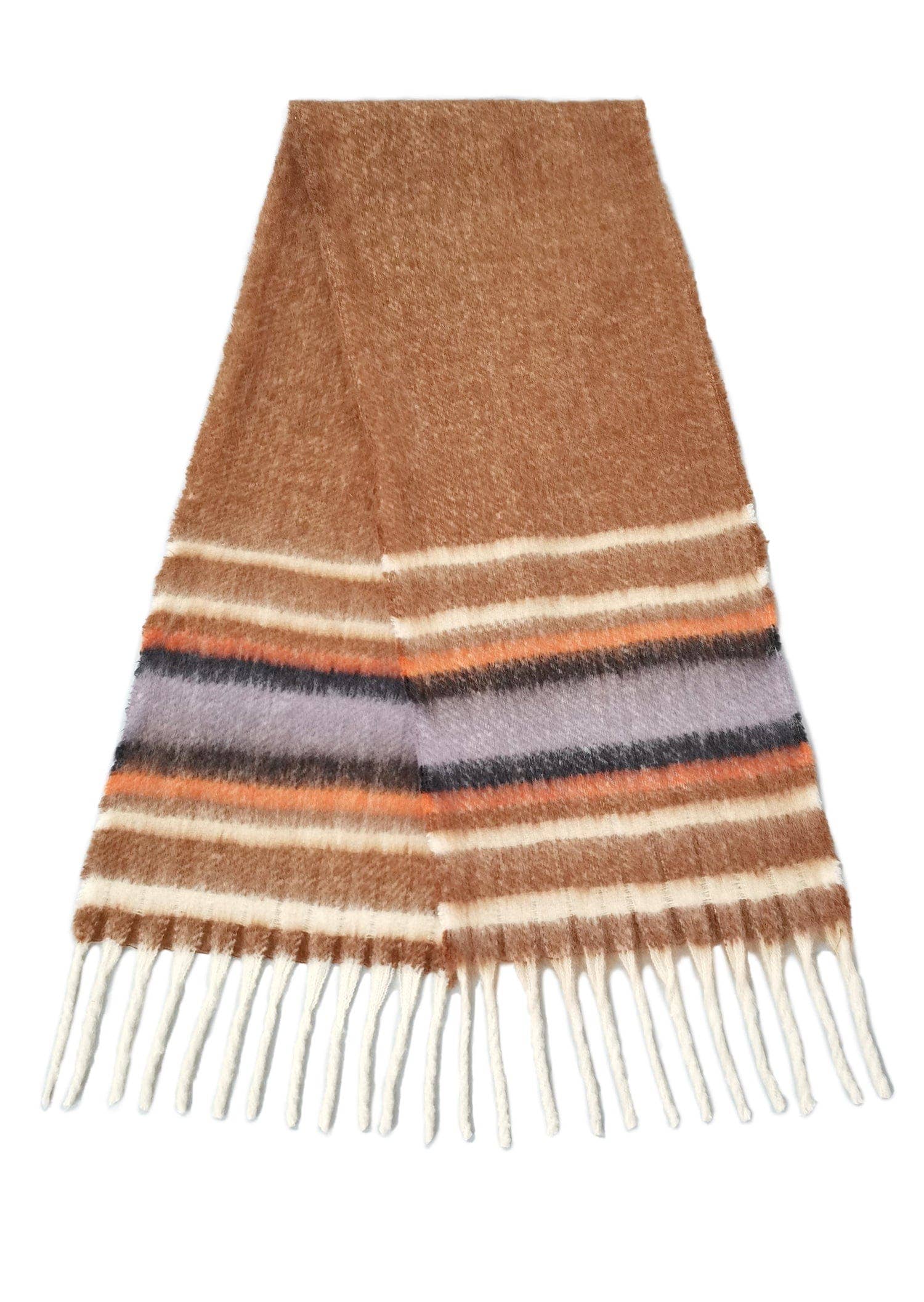 WCL120078 Cierra Multi Stripe Cozy Scarf With Fringe