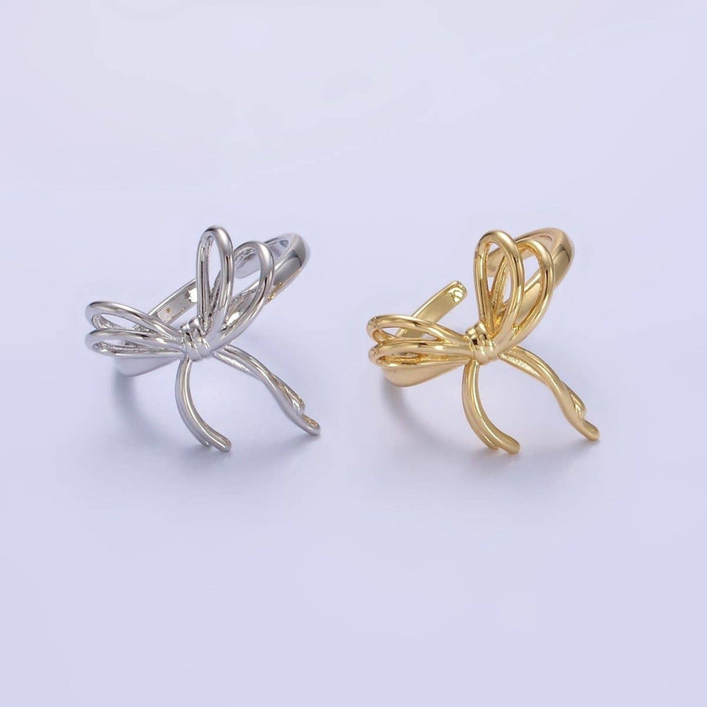 14K Gold Filled Double Tied Bow Ribbon Ring in Gold & Silver | R208 R209