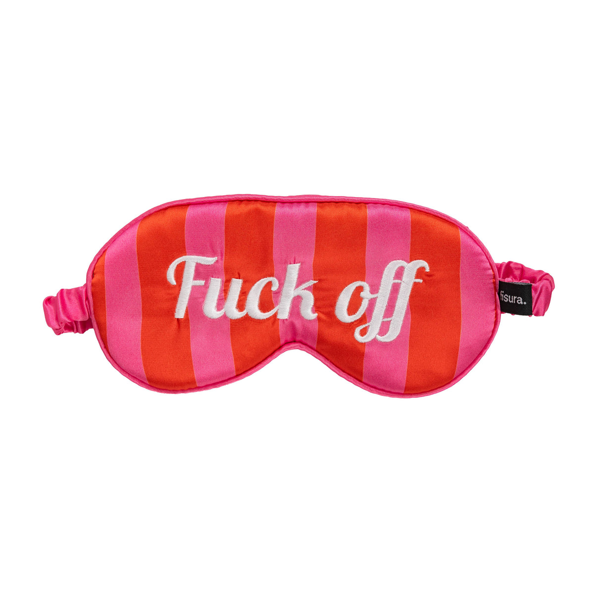 Eye mask "Fuck Off" red and pink stripes
