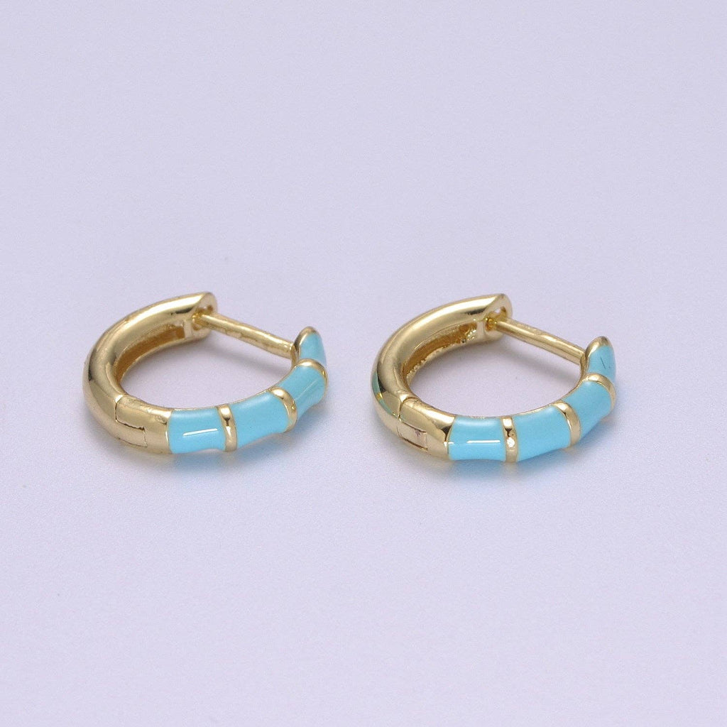 15mm Colorful Enamel Pastel Huggie Earring T164~T174