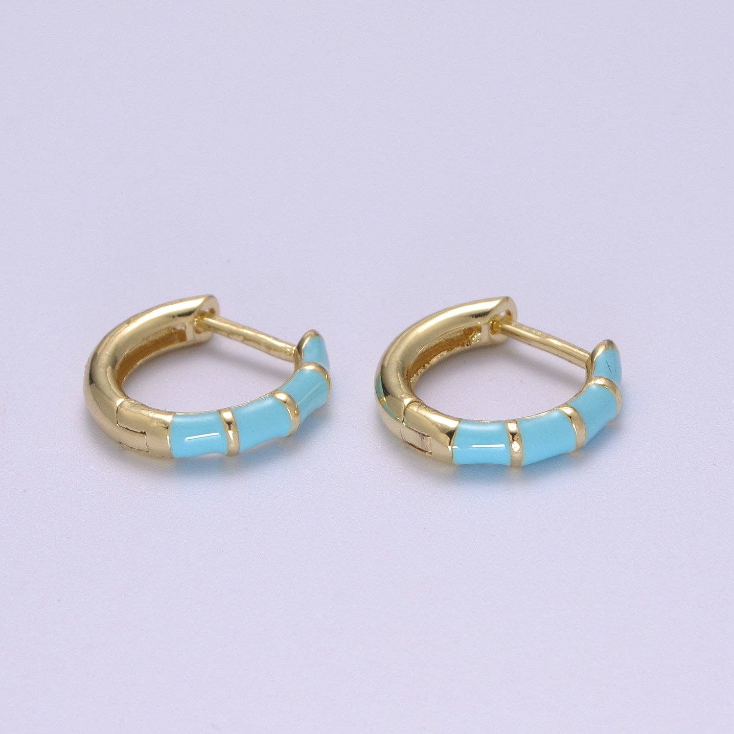 15mm Colorful Enamel Pastel Huggie Earring T164~T174