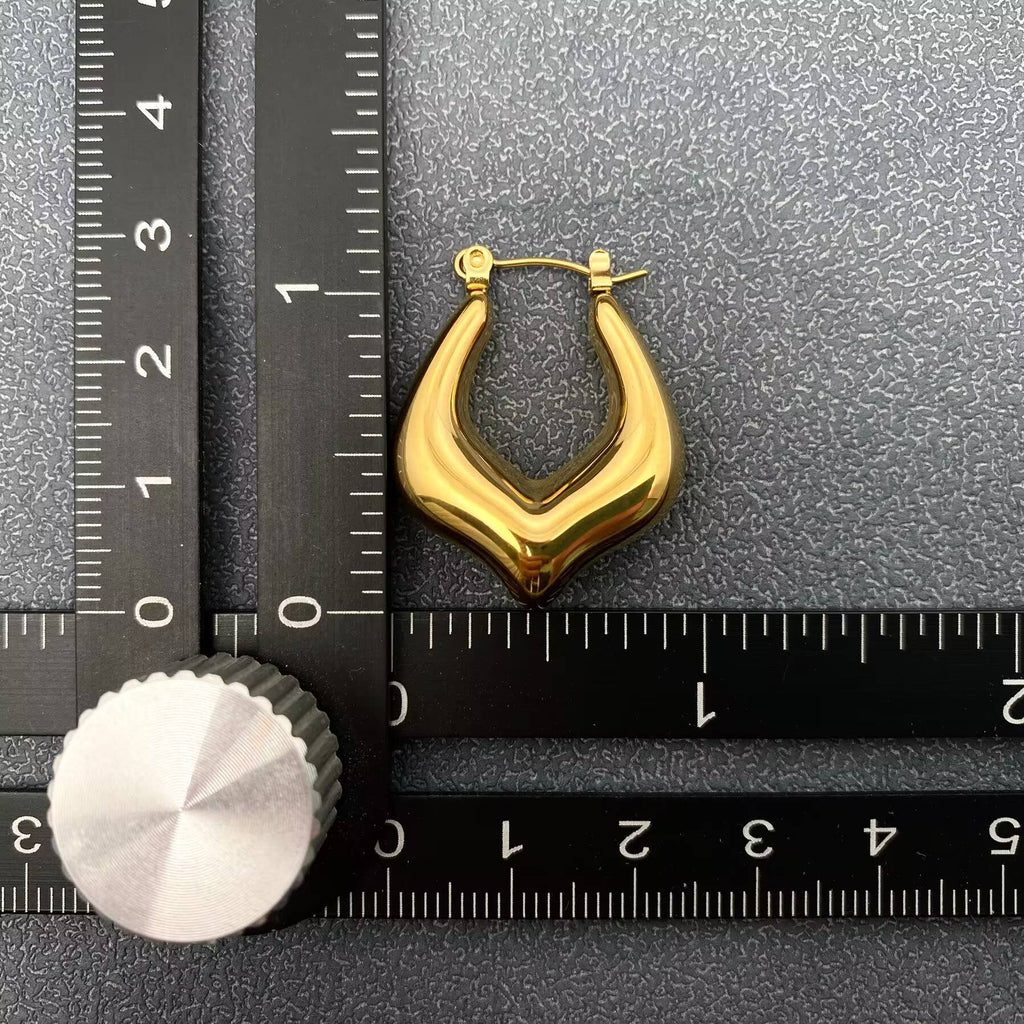 18K Gold Plated S.Steel Glossy Geometric Hoop Earring  - FGS