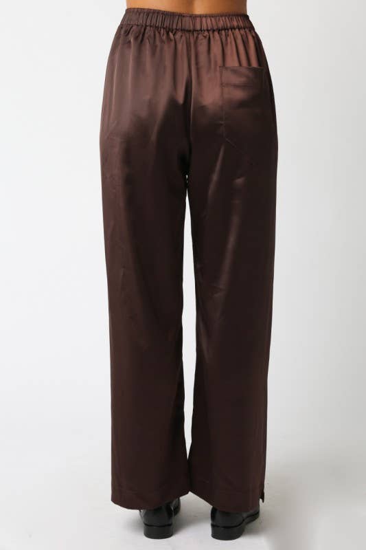 Evelyn Satin Wide-Leg Pants