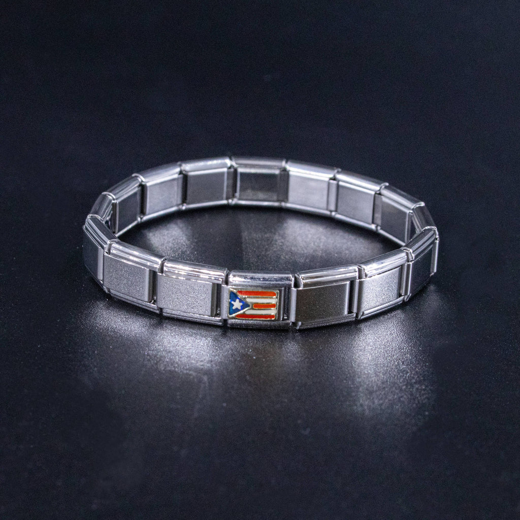 Italian Charms - Puerto Rico Flag, 9mm Enamel Bracelet Links