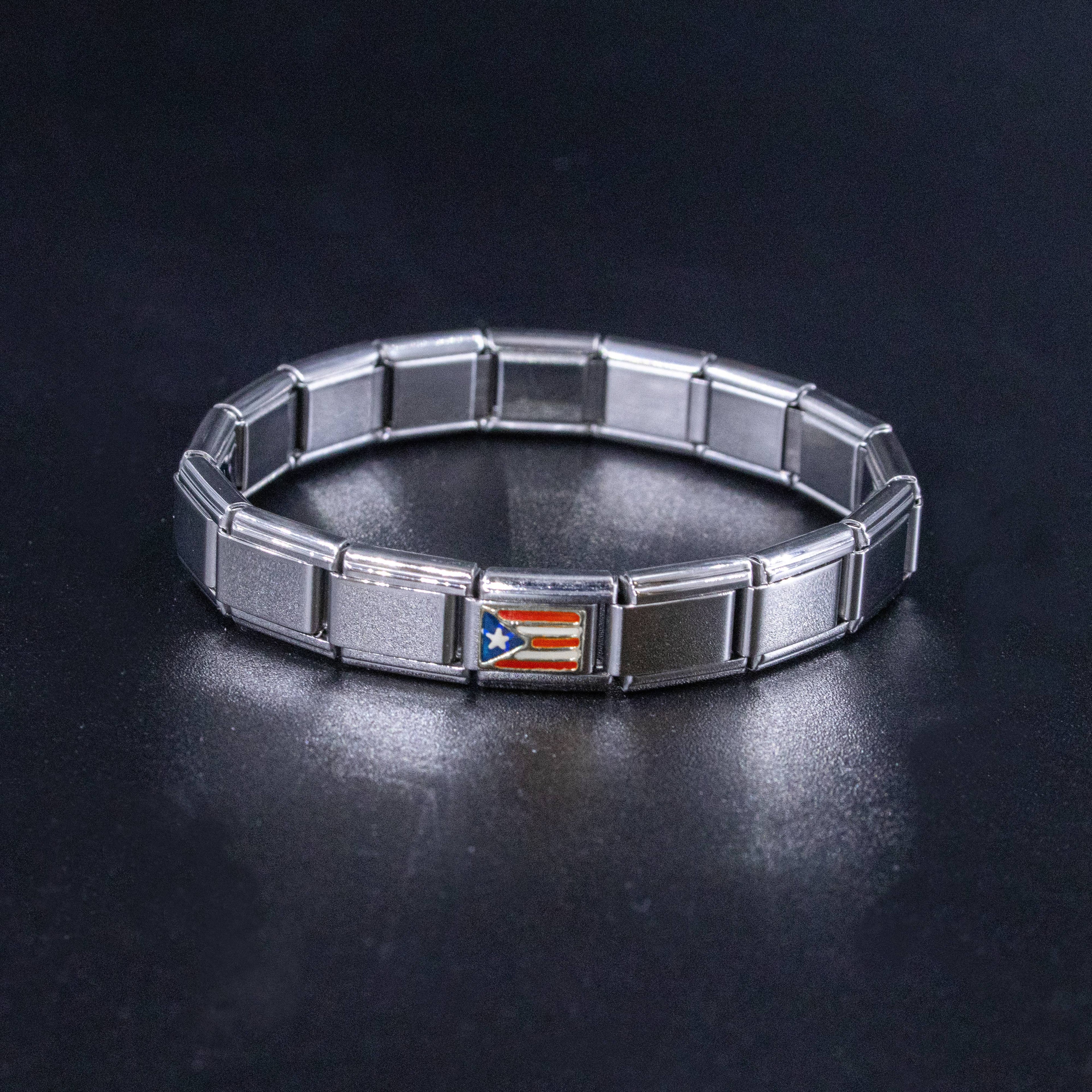Italian Charms - Puerto Rico Flag, 9mm Enamel Bracelet Links