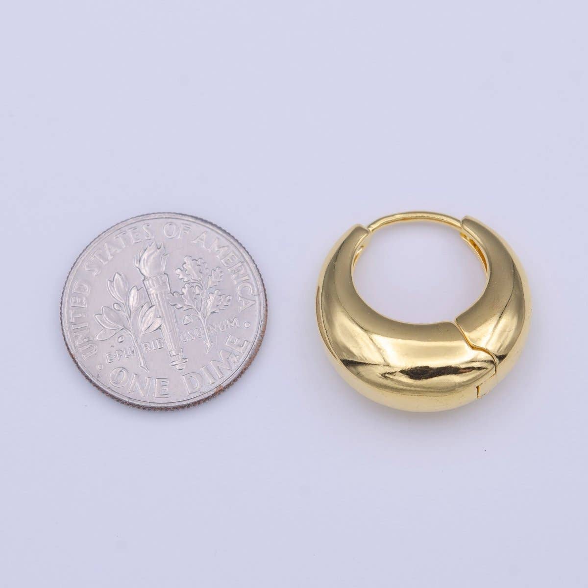 Chubby 19mm Dome Minimalist Gold Huggie Hoop Earrings | AD-210