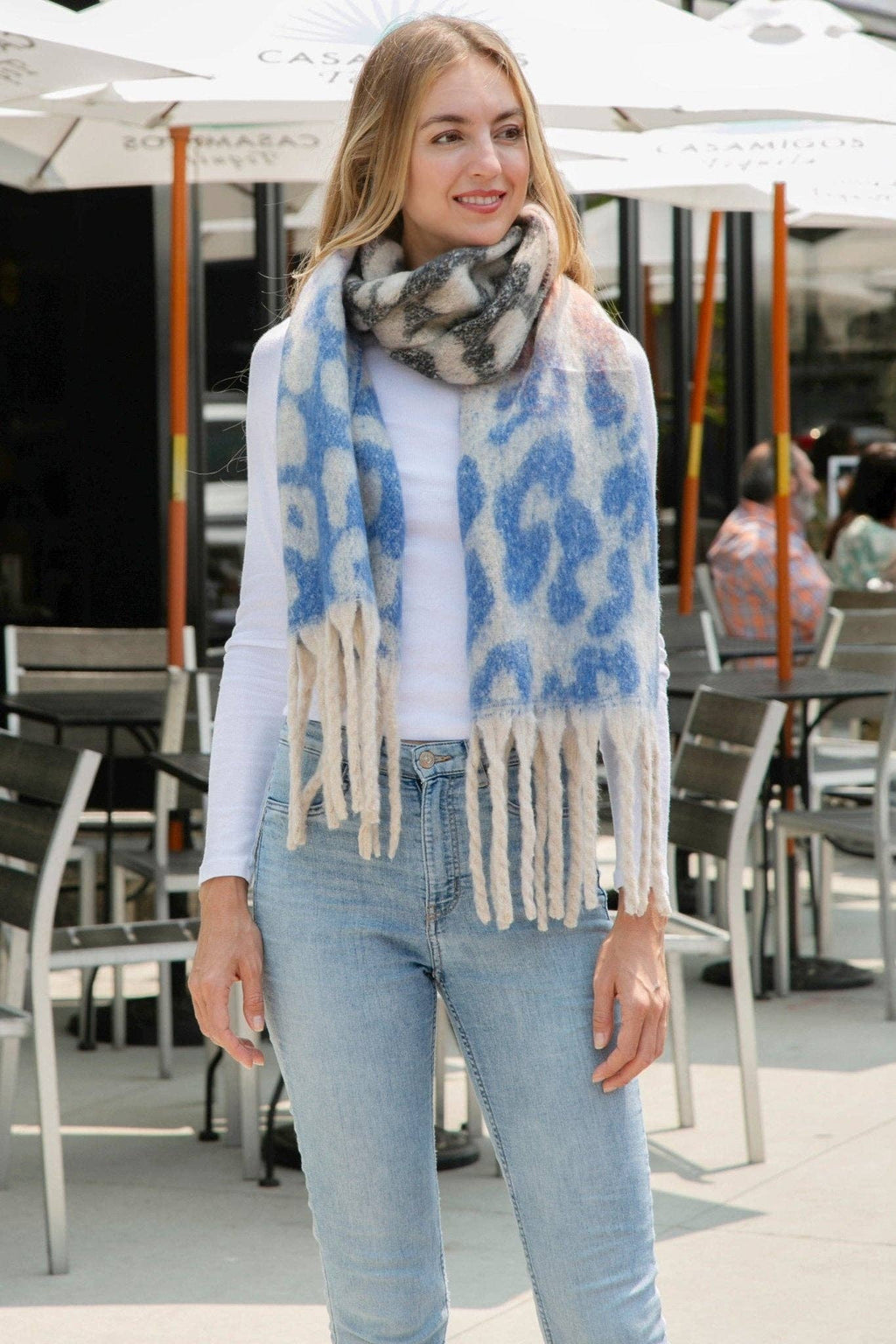 JS2417 Leopard Chunky Oblong Scarf with Fringe