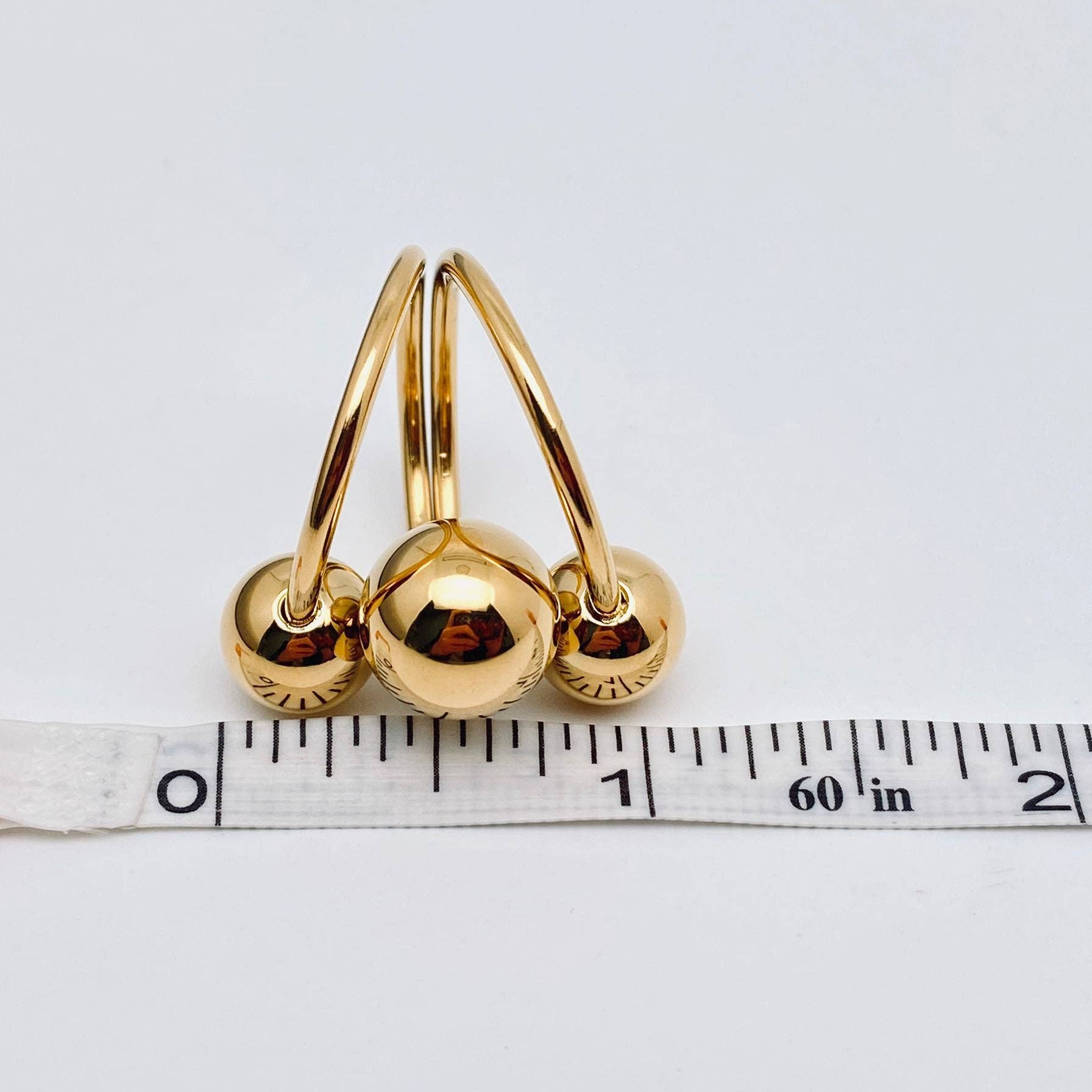 Three Balls 18K Gold Plated Stainless Steel Ring - FGS