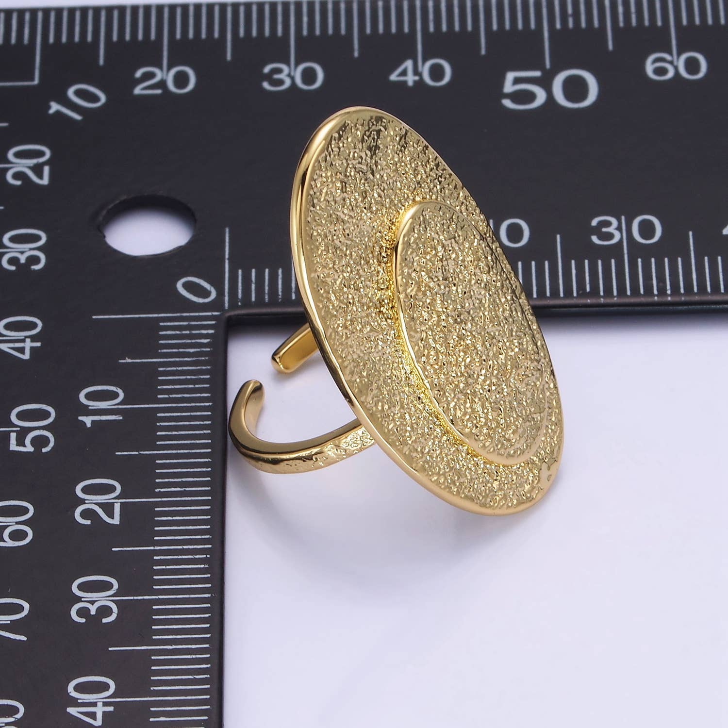 14K Gold Filled Double Oval Hammered Ring | O1321