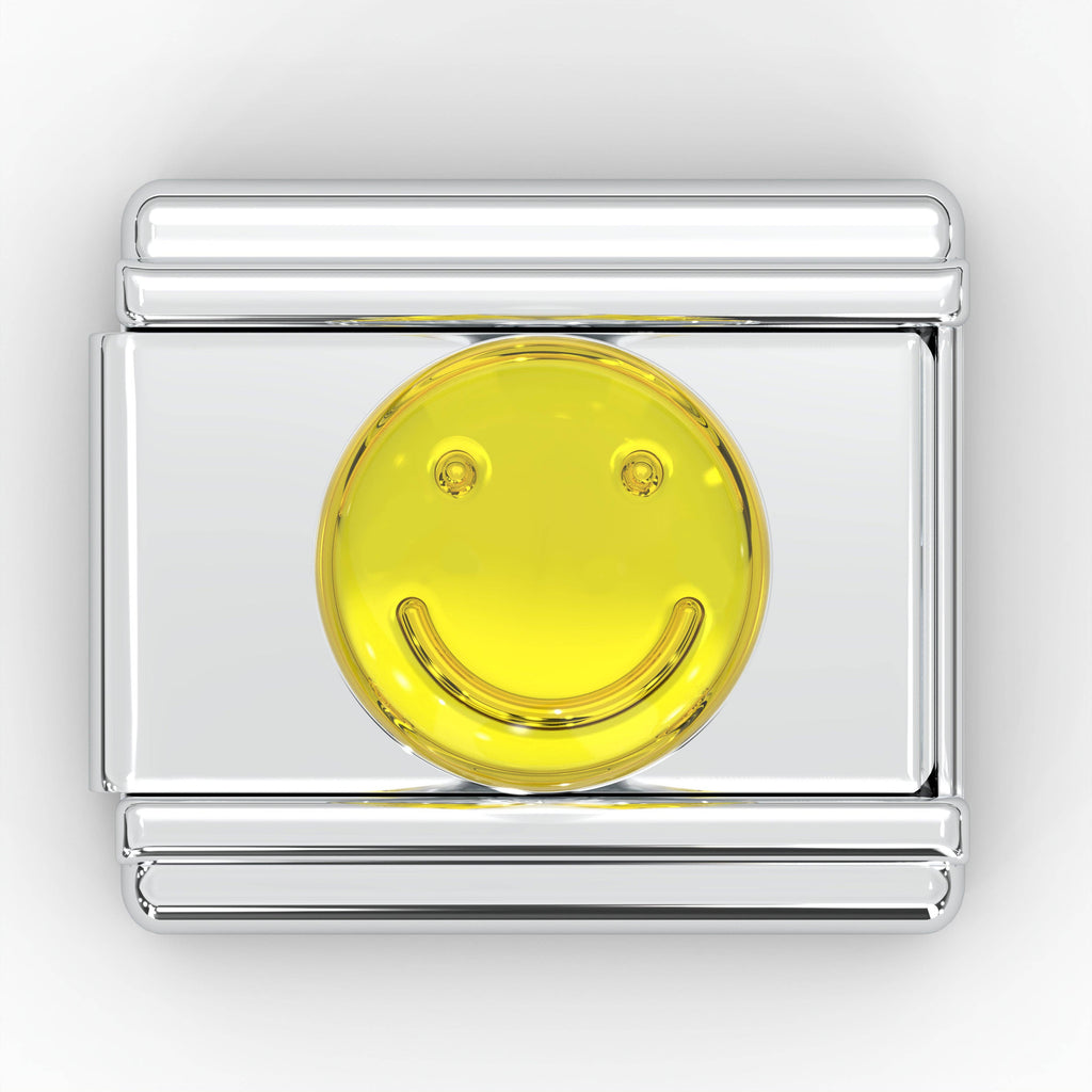 Italian Charm Bracelet Charms - 9mm Emoji Smiley Face Links