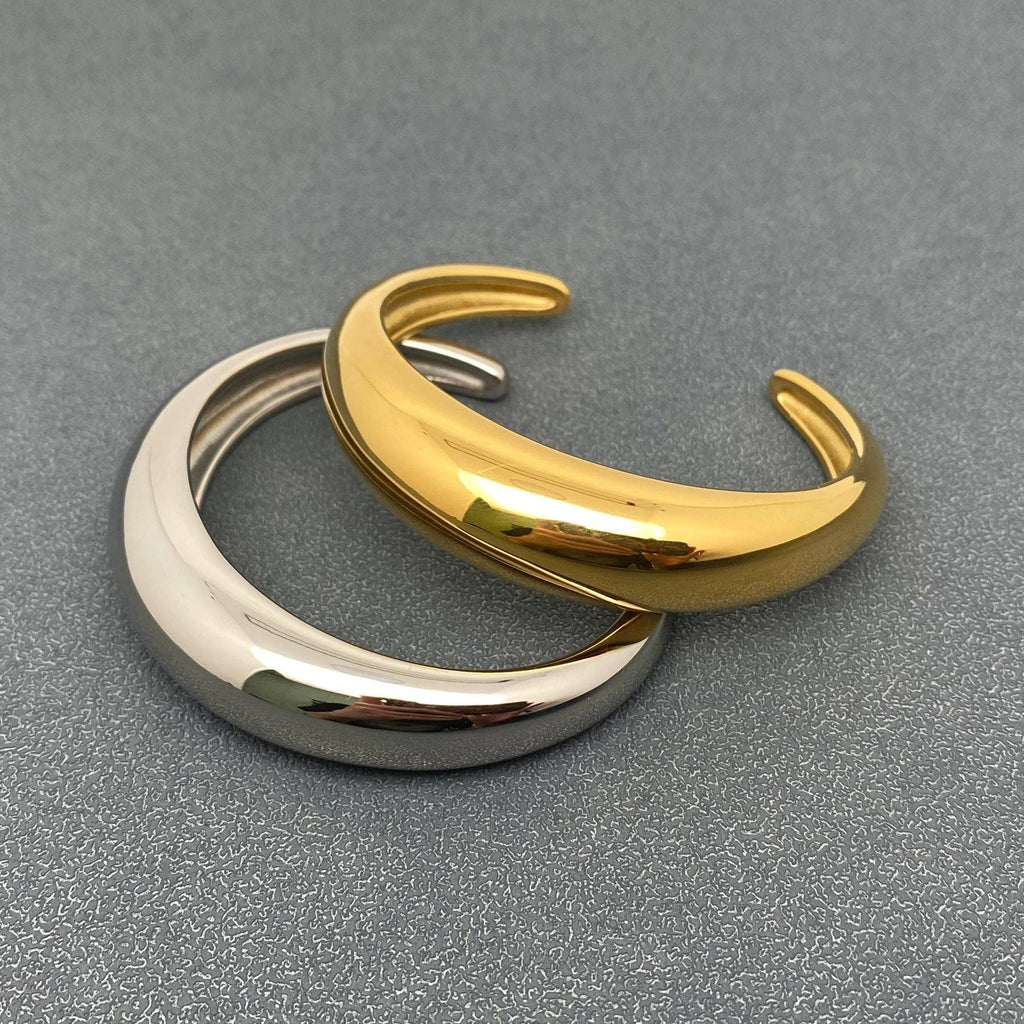 FGS - Glossy 18K Gold Plated Stainless Steel Cuff Bangle