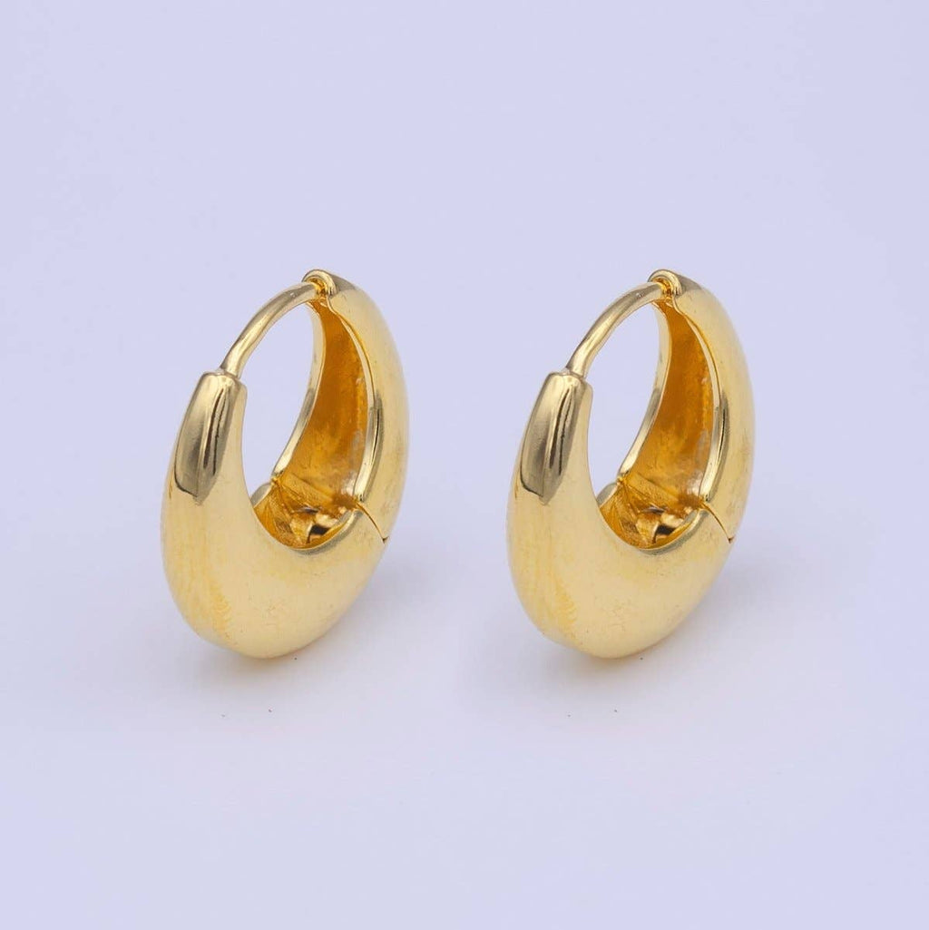 Chubby 19mm Dome Minimalist Gold Huggie Hoop Earrings | AD-210