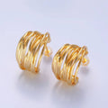 24K Gold Filled 22mm Multiple Lined C-Shaped Hoop | AB-1107