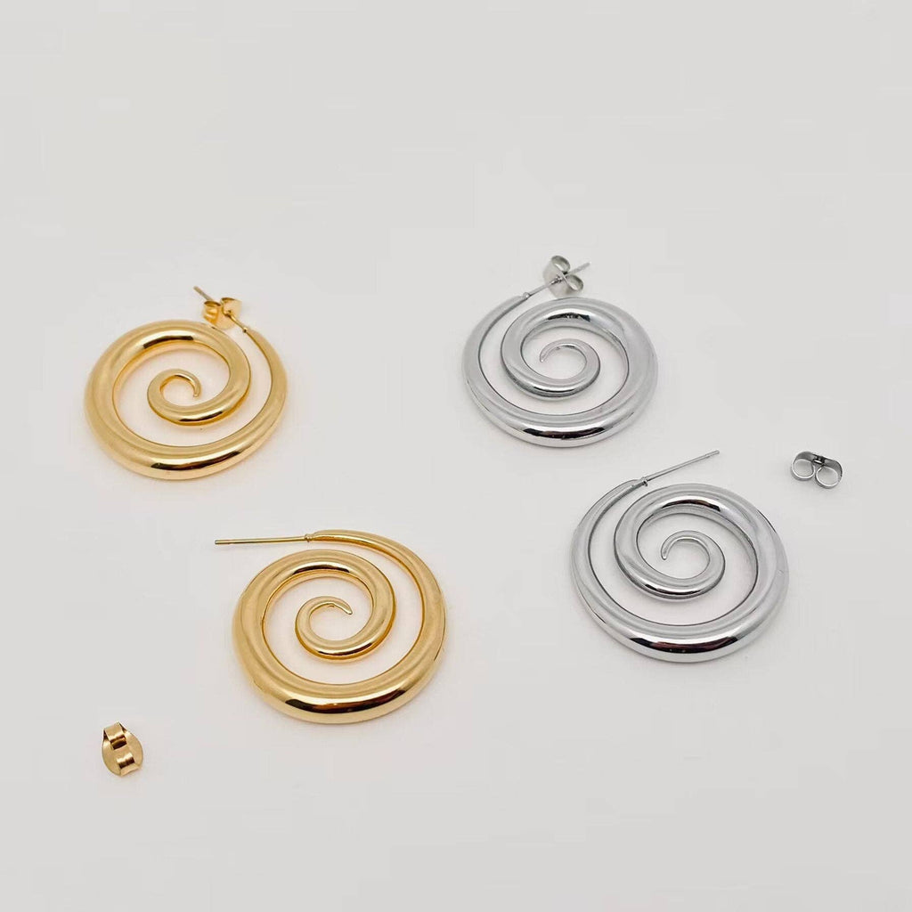 Smoke Shape Stainless Steel Hoop Earrings - FGS