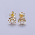 Gold Pearl Flower Stud Earrings, Celestial Sunburst Star Sun Stud Earrings Jewelry | AD-031