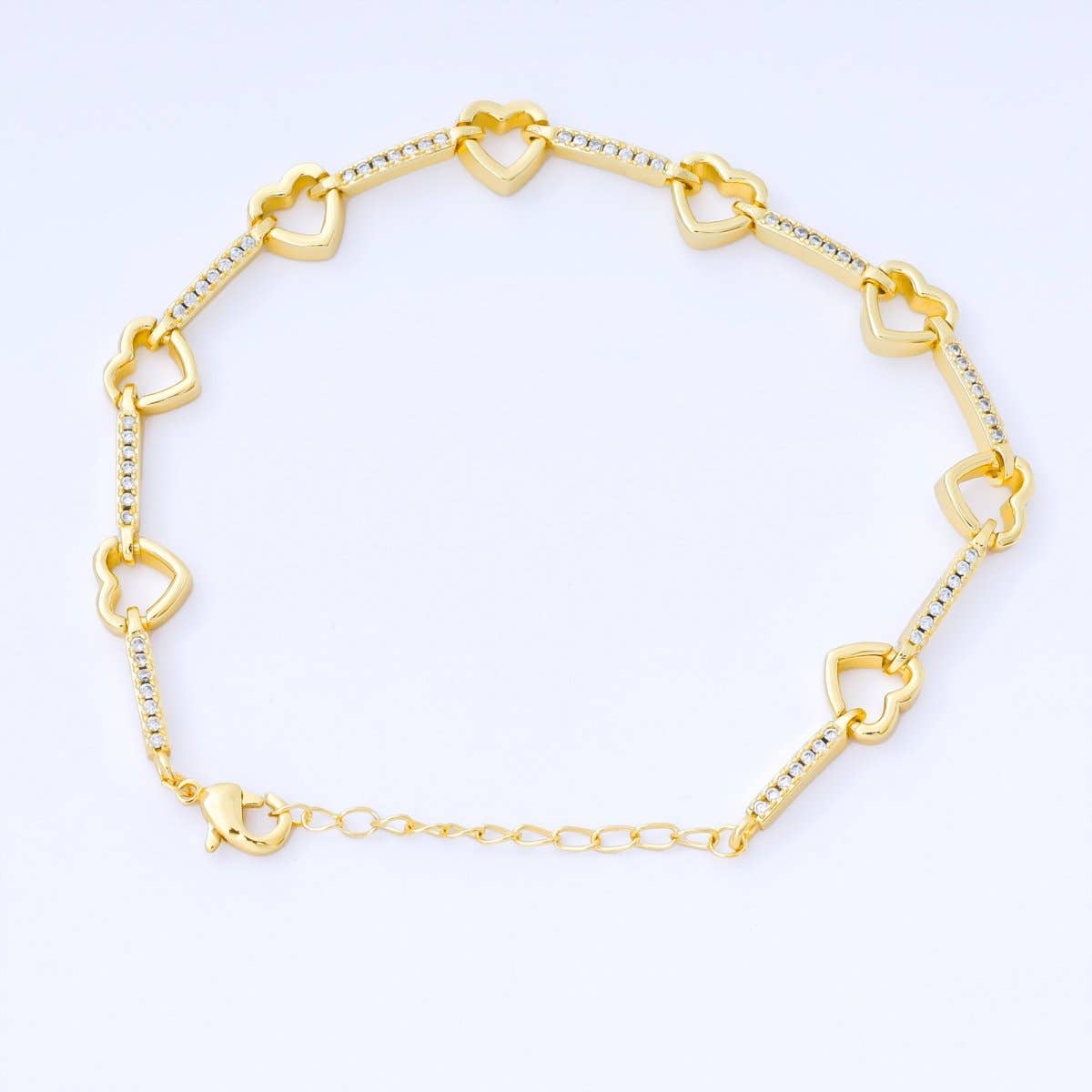 24K Gold Filled Gold Heart Link Bracelet Dainty Chain Bracelet WA-1670