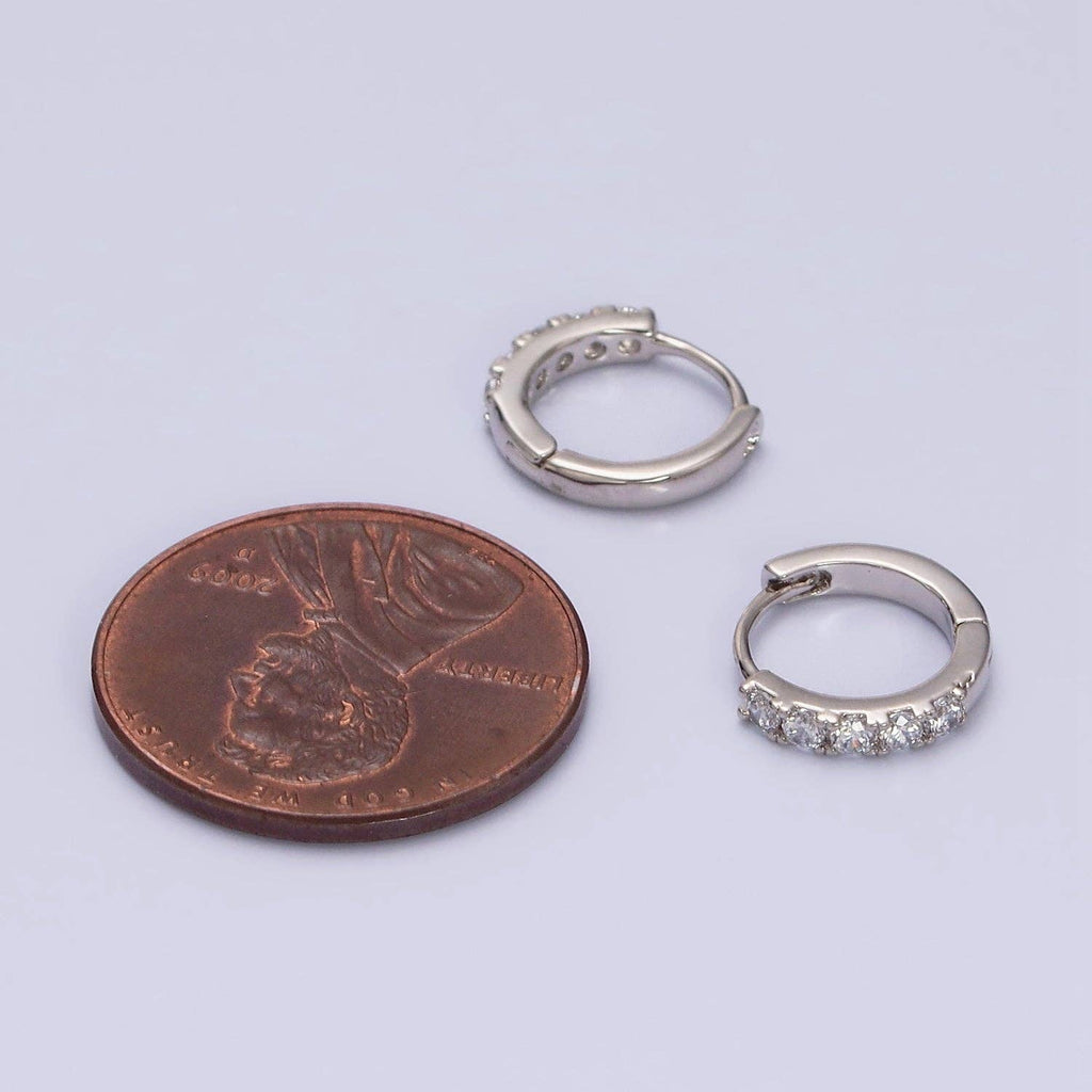 White Gold Filled Clear Micro Paved CZ 10mm Cartilage Huggie Earrings | AD1543