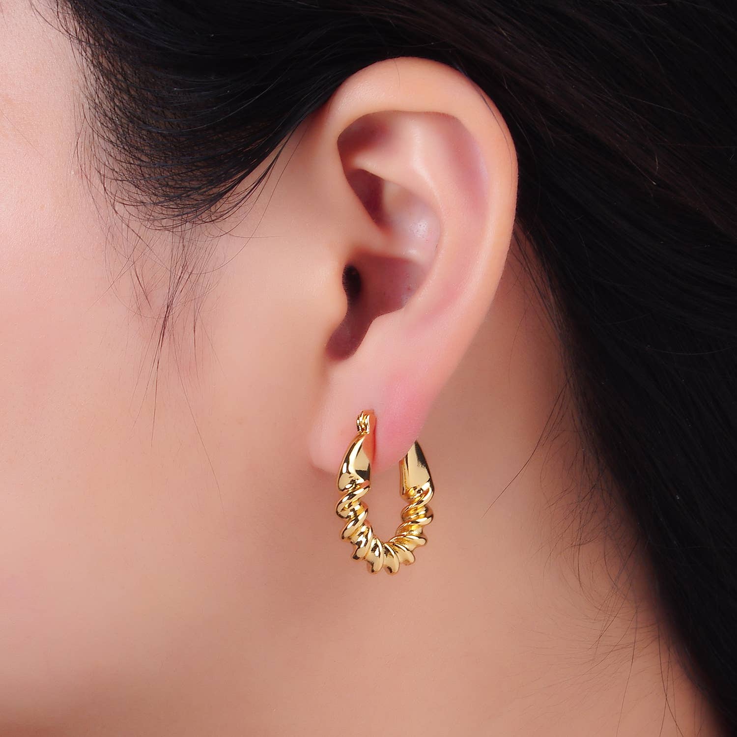 Modern Twisted Gold Hoop Earrings