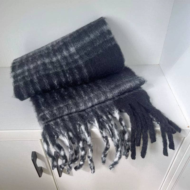 Tassel Vintage Plaid Color Block Warm Scarf DP25F608