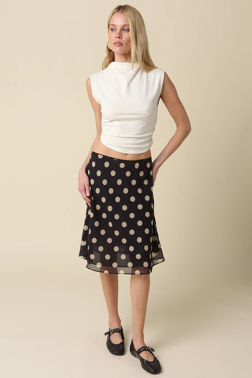 Leia Polka Dot Mesh Midi Skirt