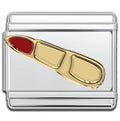 Italian Bracelet Charm - Gold and Red Lipstick 9mm Links