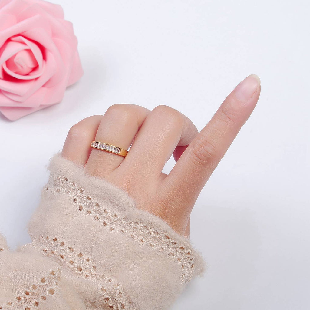 Minimalist Clear CZ Baguette Gold Geometric Ring O2176