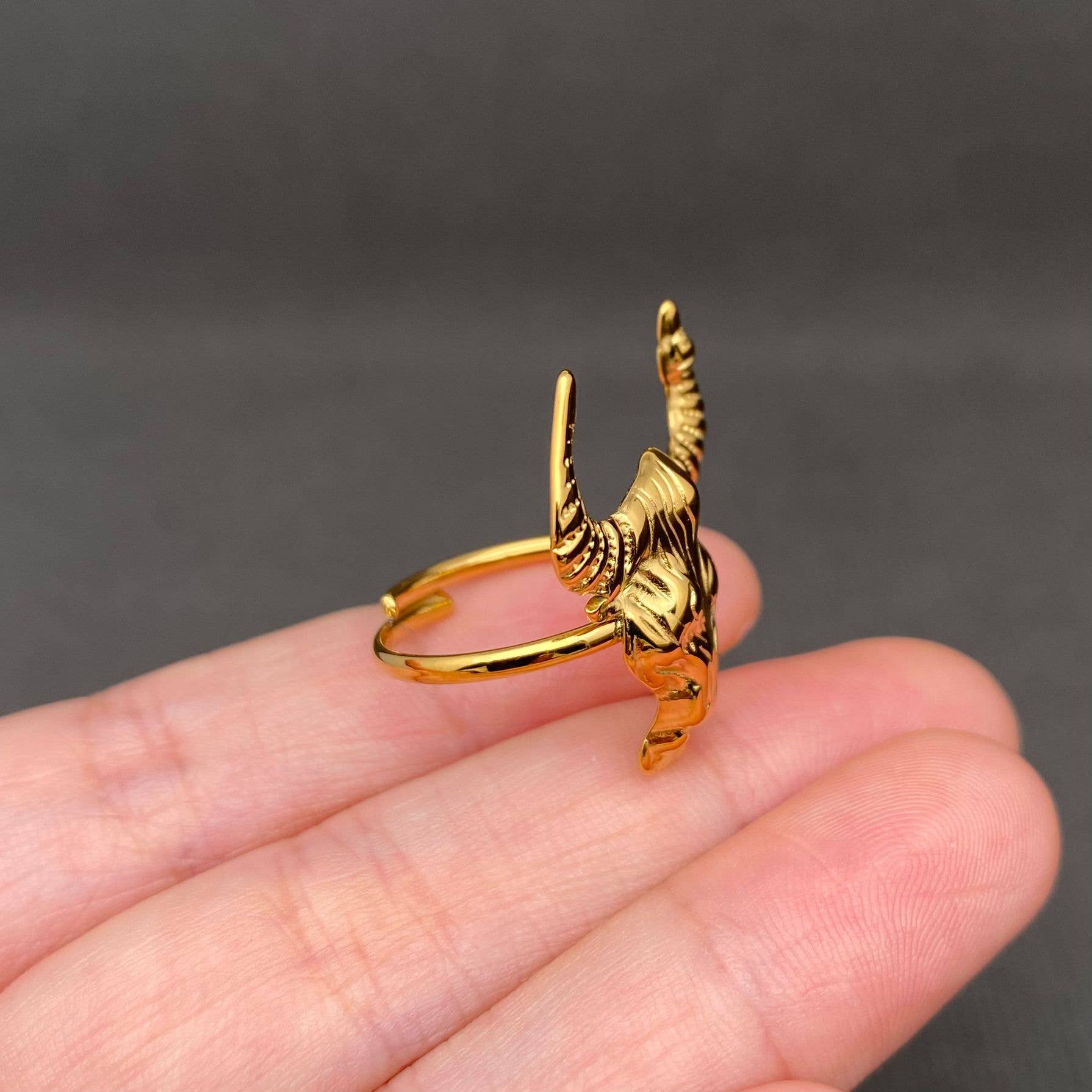 Ox Head 18K Gold Plated Stainless Steel Ring - FGS