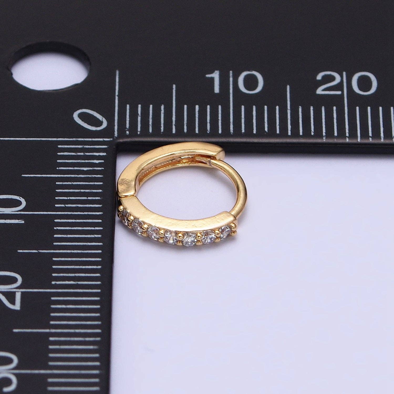 16K Gold Filled Clear CZ Thin 12.5mm Cartilage Earrings