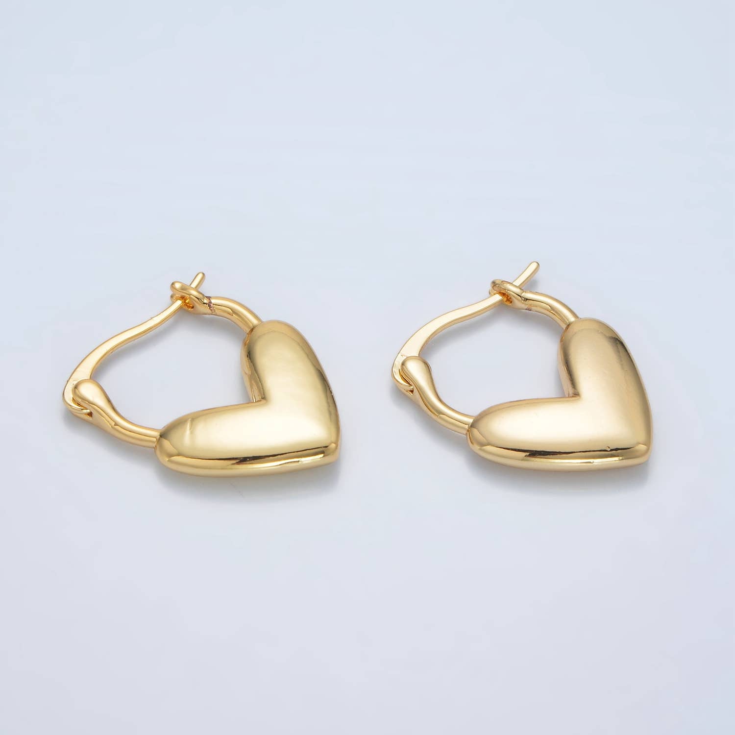 24K Gold Filled Minimal Heart Latch Hoop Earring | AB-1242