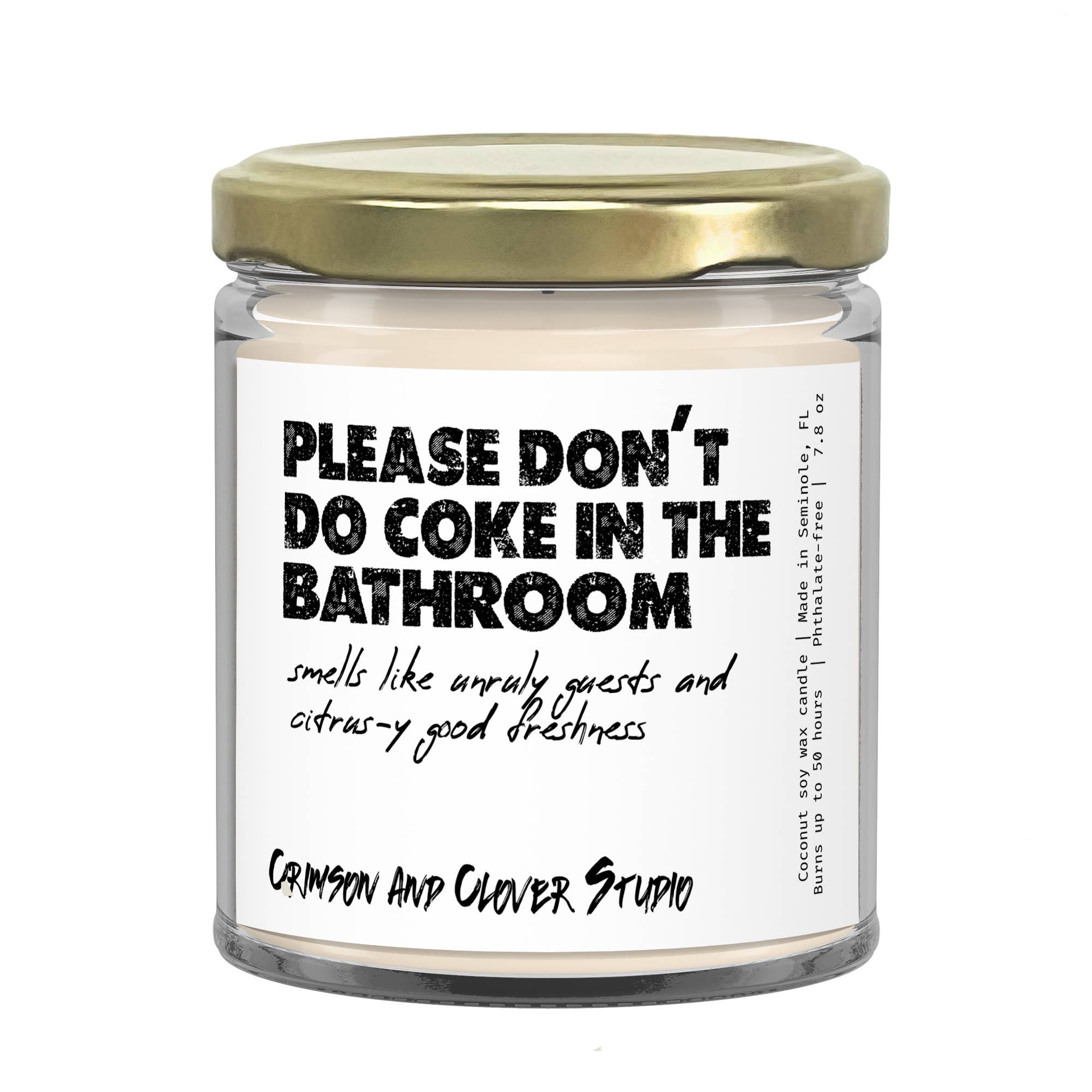 Please Don't Do Coke in the Bathroom Soy Coconut Candle