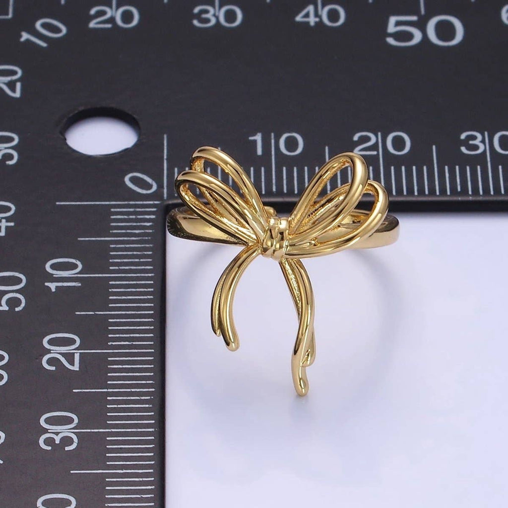 14K Gold Filled Double Tied Bow Ribbon Ring in Gold & Silver | R208 R209