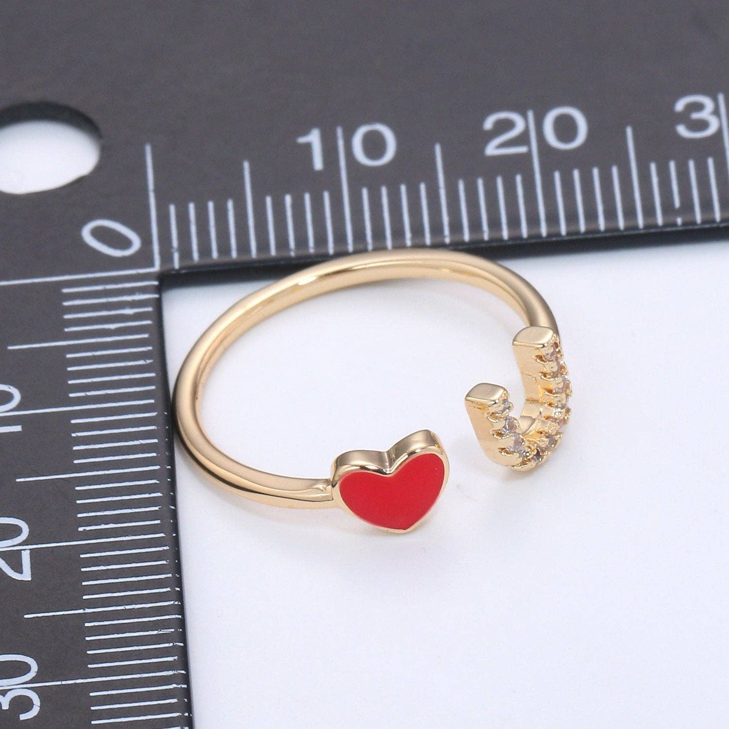 Gold Rings For Women Gold Cz Ring Red Heart Ring Dainty Ring Minimalist Ring Christmast Gift Thin Open Ring Gold Jewelry Heart Ring Love u