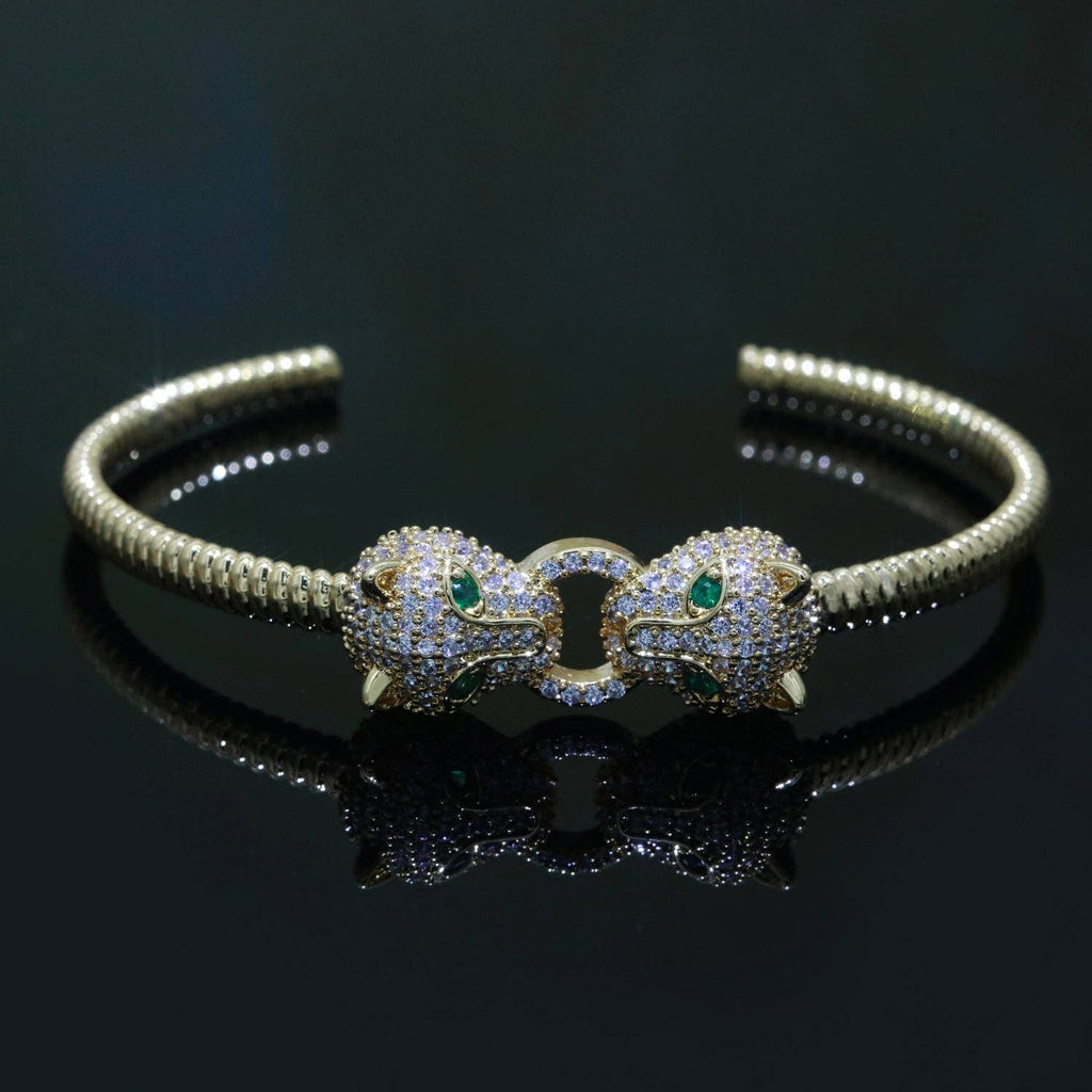 Gold Filled Panther Open Adjustable Bangle Quality Bracelet