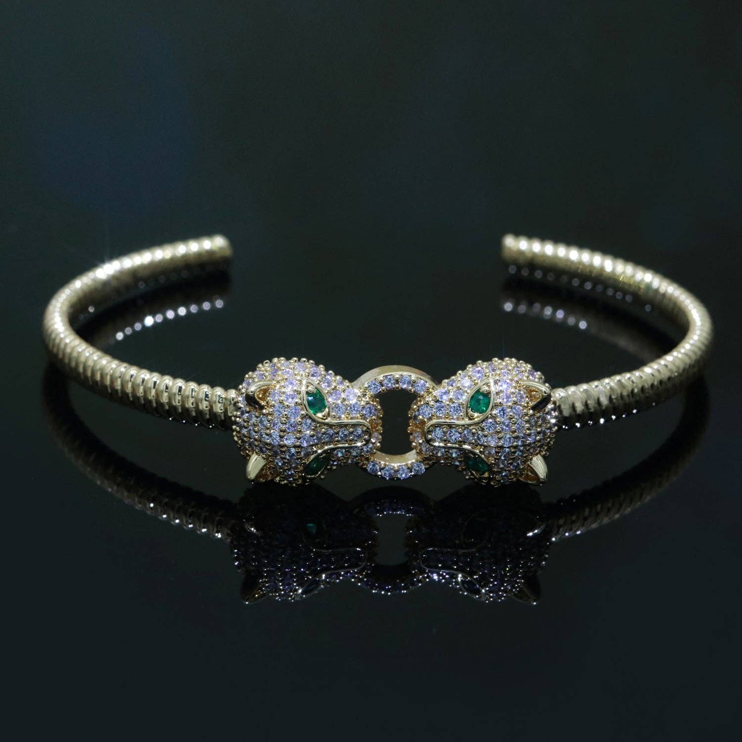 Gold Filled Panther Open Adjustable Bangle Quality Bracelet