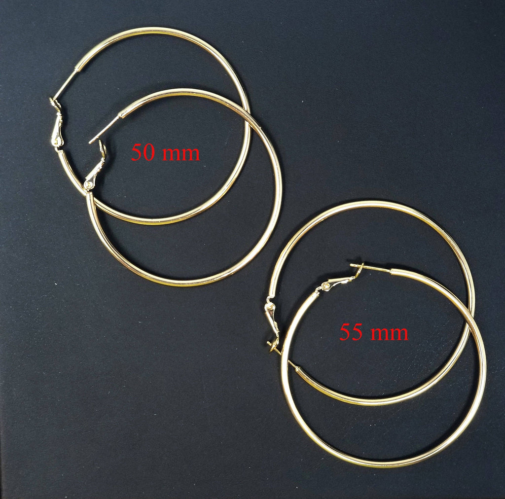 50mm 55mm Gold filled Hoops Earrings w/Clutch, 14k Gold-Filled Findings 1 Pair 1mm Gold Filled Hoops, Hoop Earrings