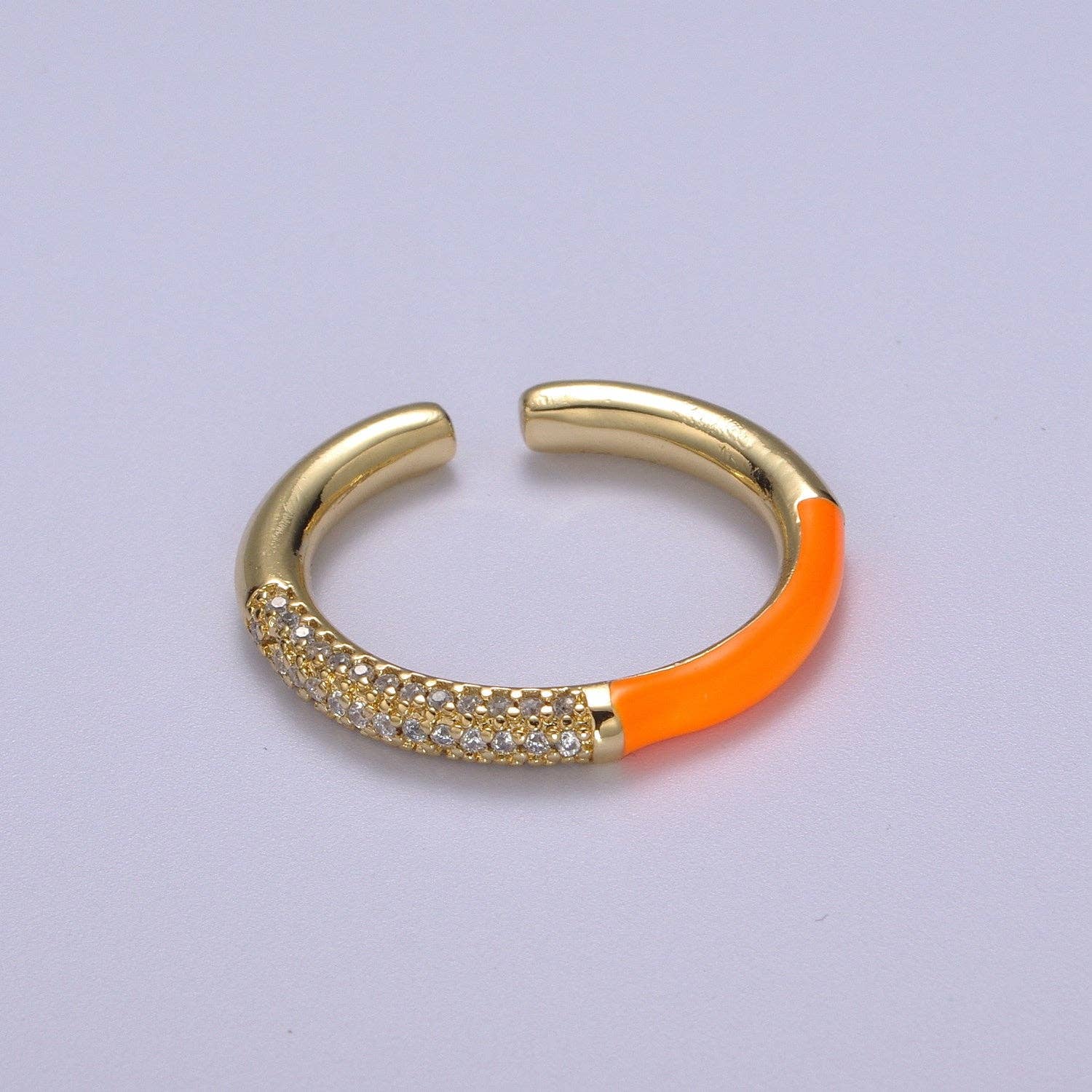 14K Gold Filled CZ Colorful Enamel Adjustable Ring S170~S179