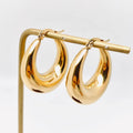 Geometric Gold Plated Stainless Steel Huggie Earrings - FGS