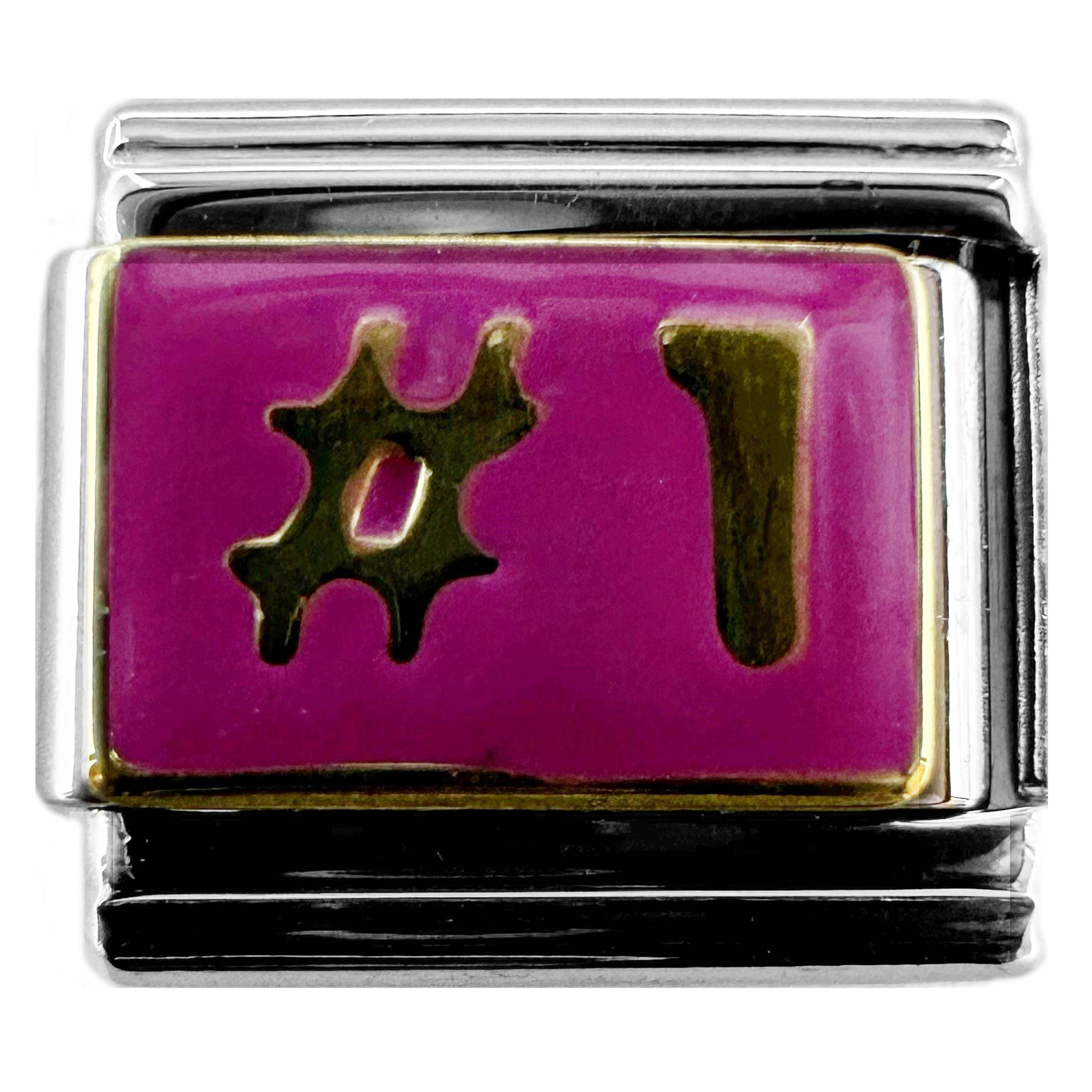Italian Bracelet Charm - #1 Pink/gold 9mm Links