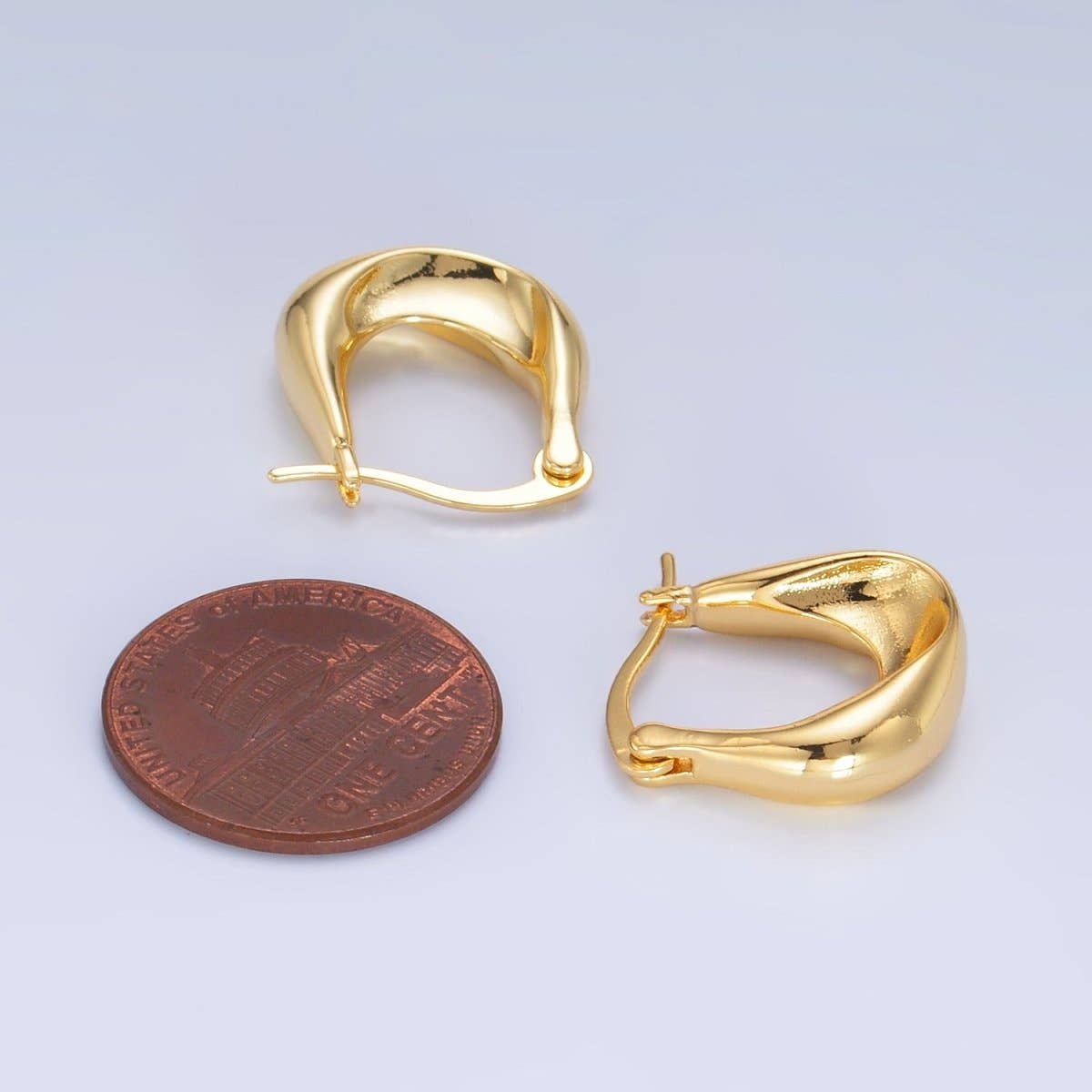 24K Gold Filled Minimalist Molten U-Shaped Latch Hoop Earrings | AB603