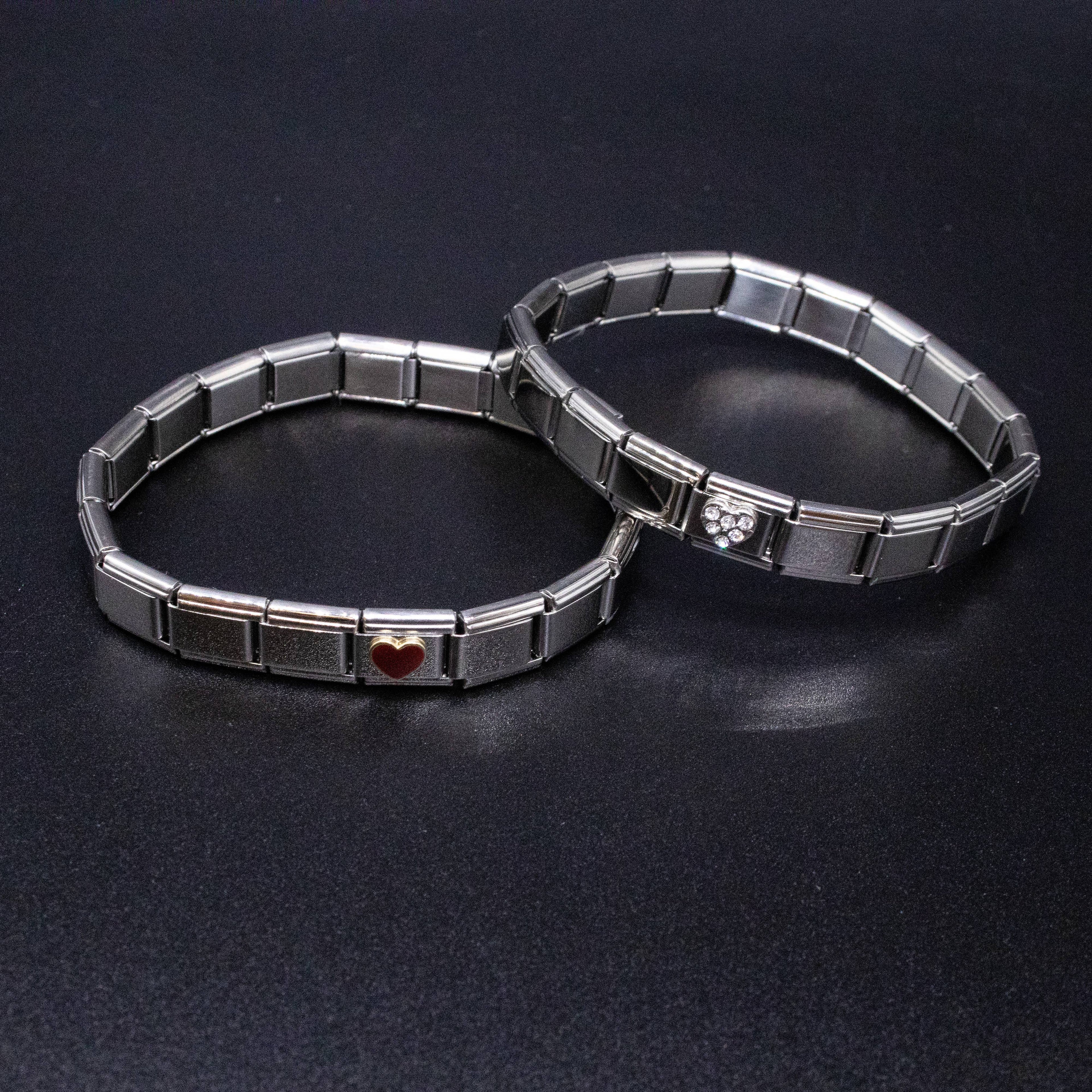 Italian Charm Bracelet Charms - Rhinestone Heart Links