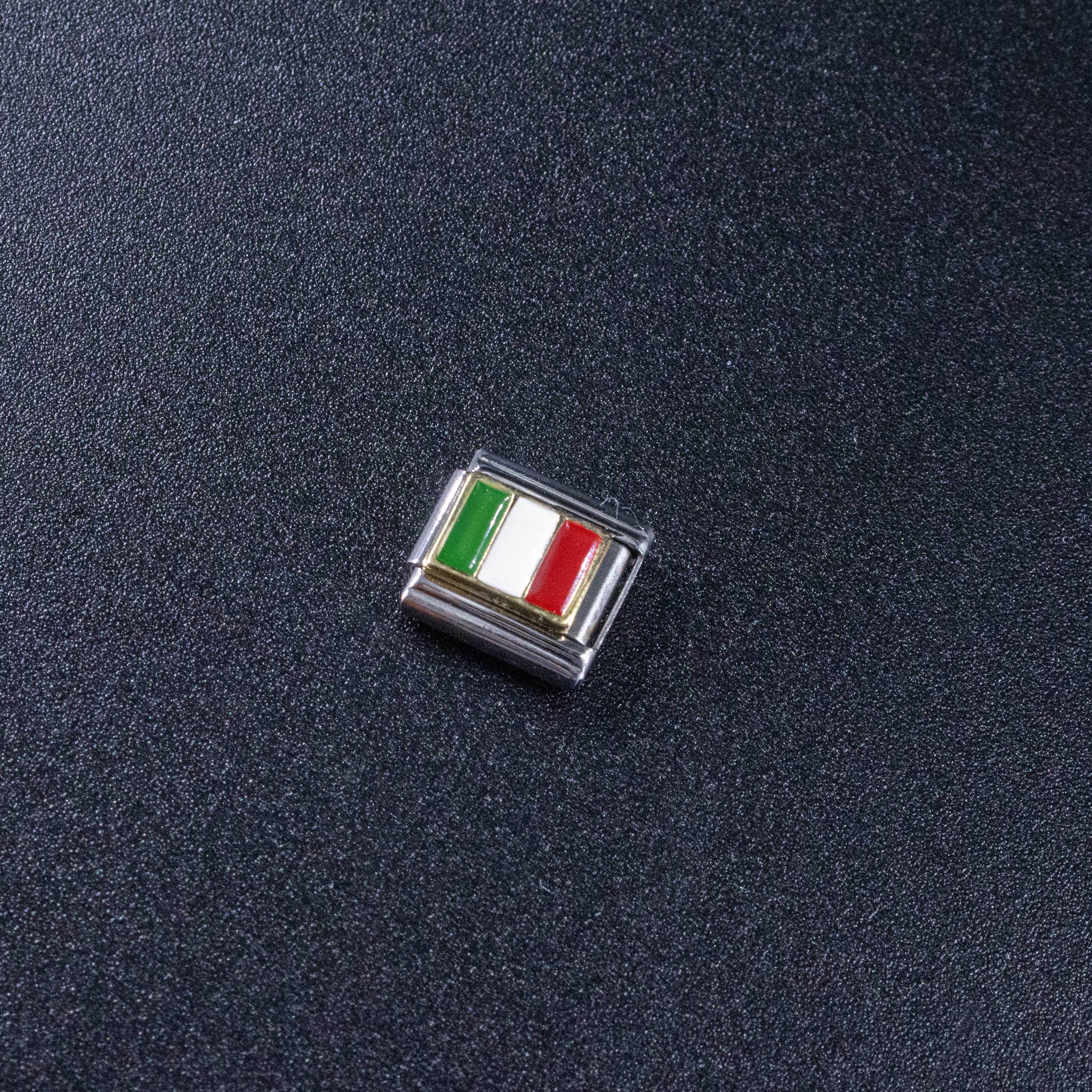 Italian Charms - Italy Flag, 9mm Enamel Bracelet Links