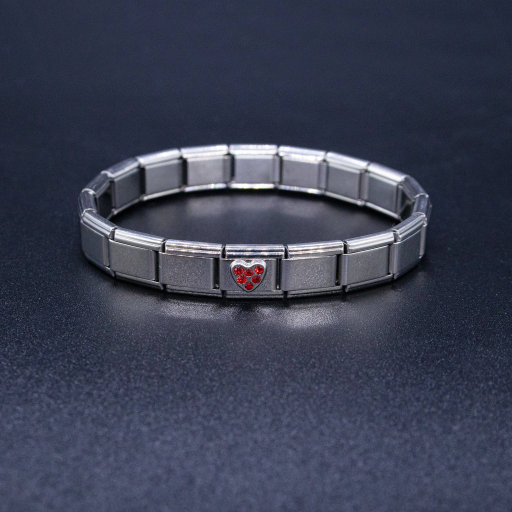 Italian Charm Bracelet Charms - Rhinestone Heart Links