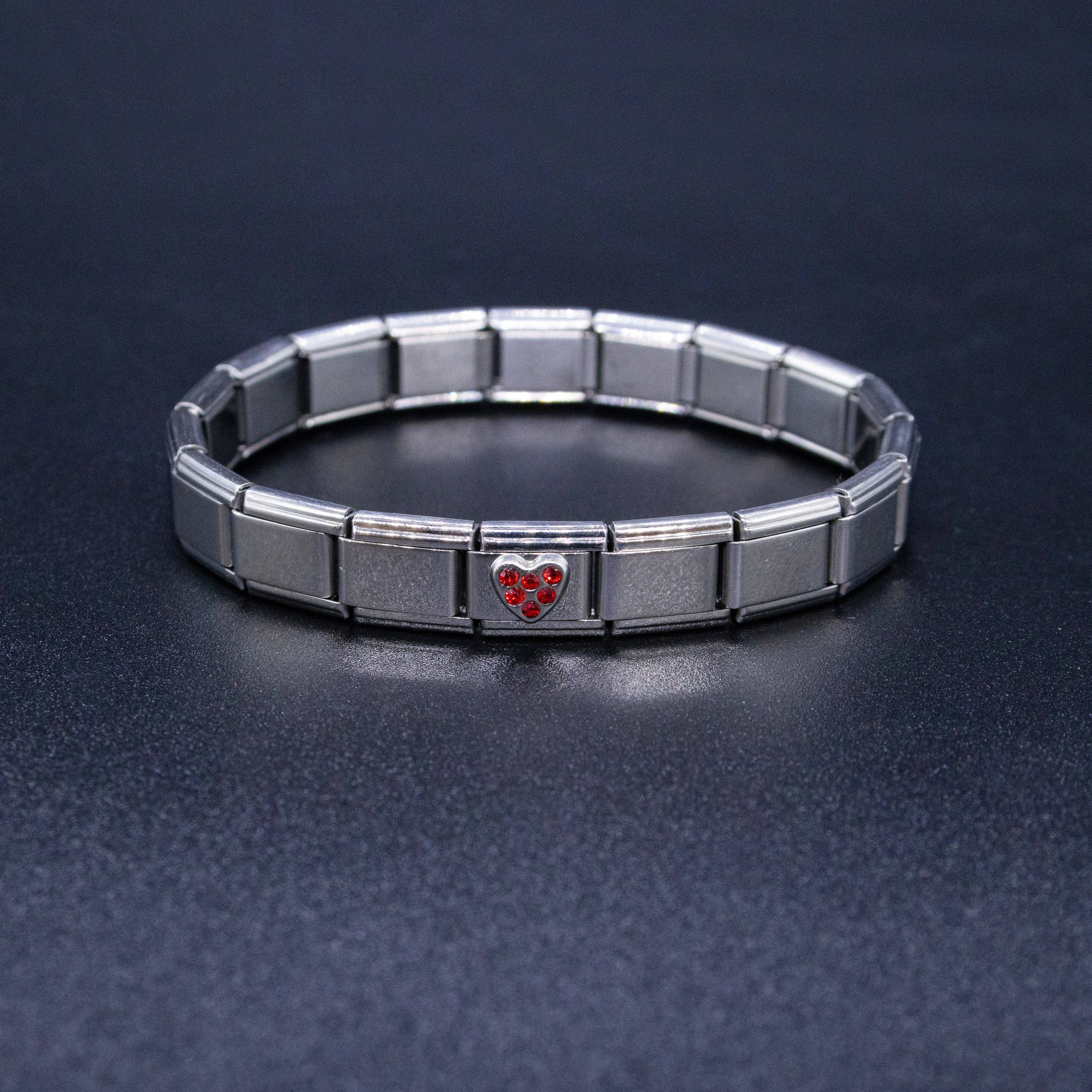 Italian Charm Bracelet Charms - Rhinestone Heart Links