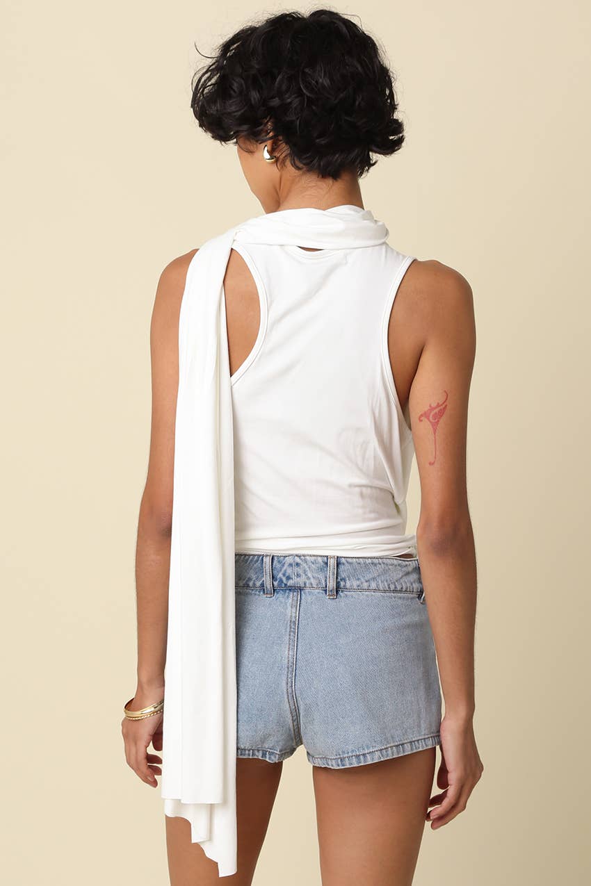 Noah Draped Scarf V-Neck Top