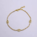 7"Gold Filled Clear CZ Evil Eye Tennis Chain Bracelet