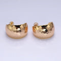 16K Gold Filled 25mm Round Multifaceted Wide Dome C-Shaped Hoop Earrings in Gold & Silver | AE023 AE024