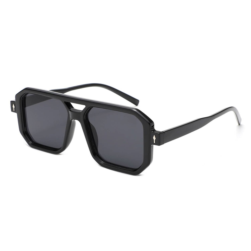 Geometric Square Brow-Bar Flat Top Sunglasses