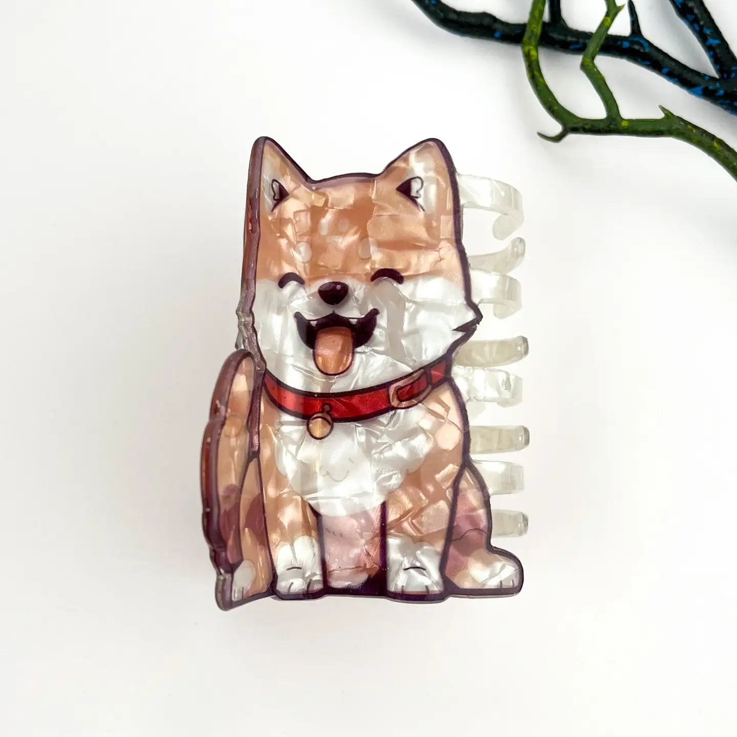 Smile Dog Print Acrylic Hair Claw Clip
