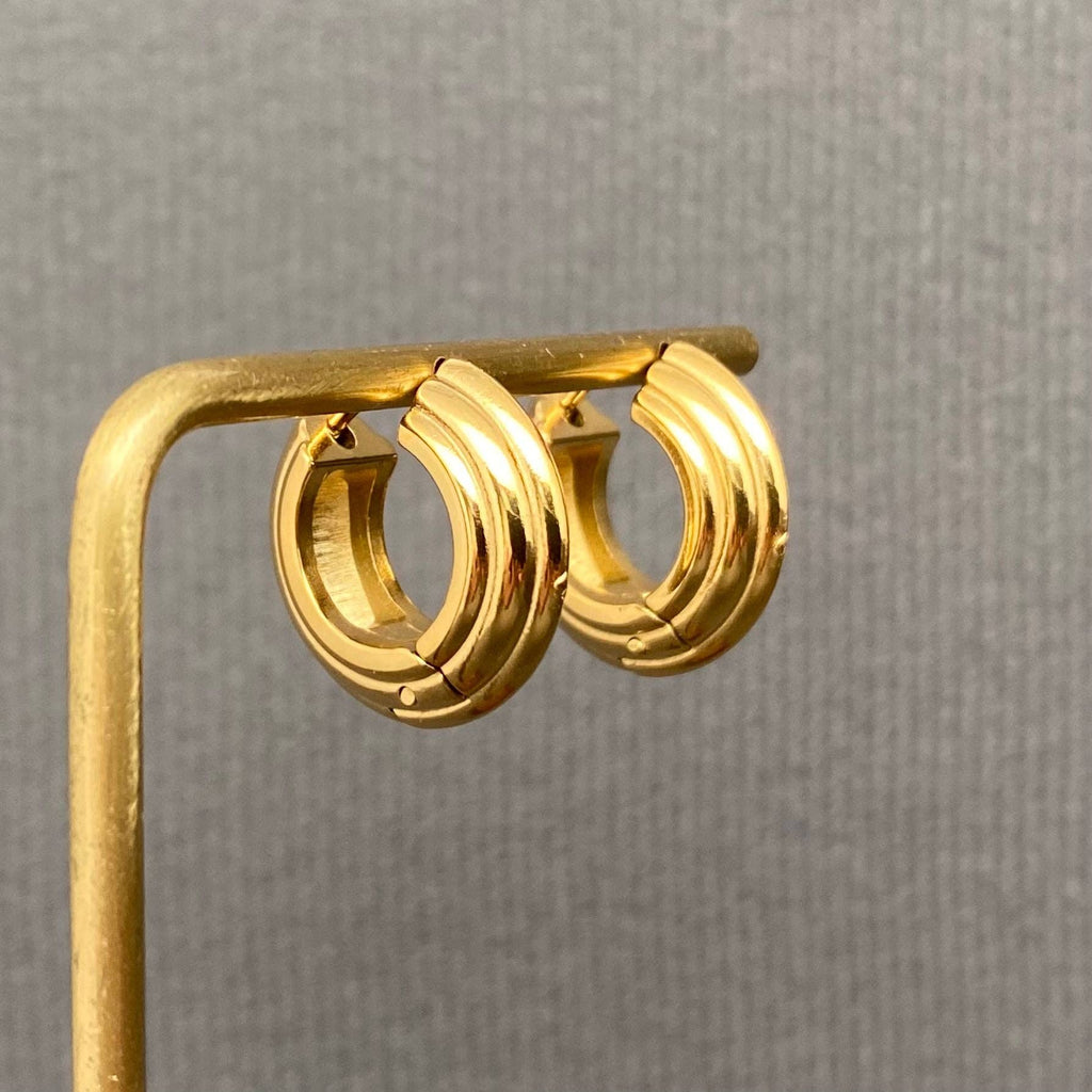 18K Gold Plated Stainless Steel Hoop Earrings - FGS